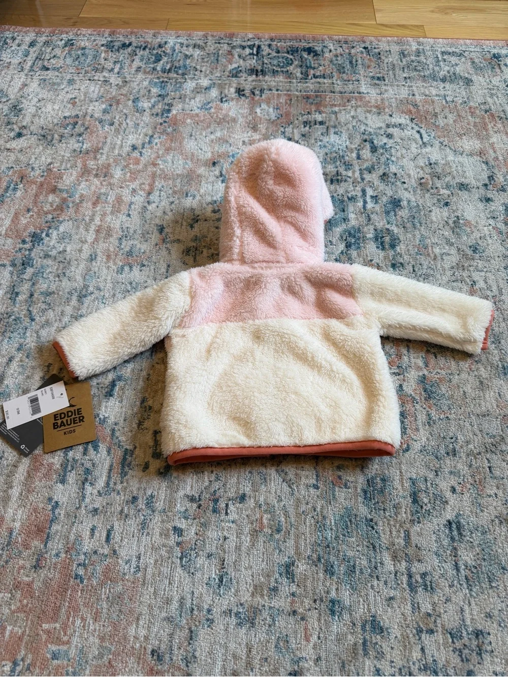 Eddie Bauer Plush Two-Tone Sherpa Jacket in Pink & Cream